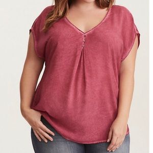 torrid | beet red washed challis dolman top, 00